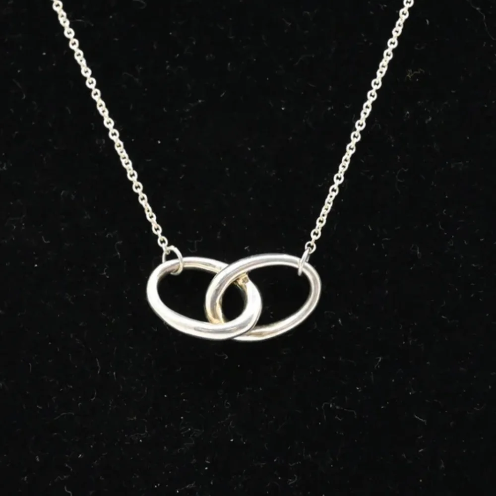 Tiffany & Co Sterling Double Loop / Infini Elsa Peretti Necklace w Box - Picture 5 of 11